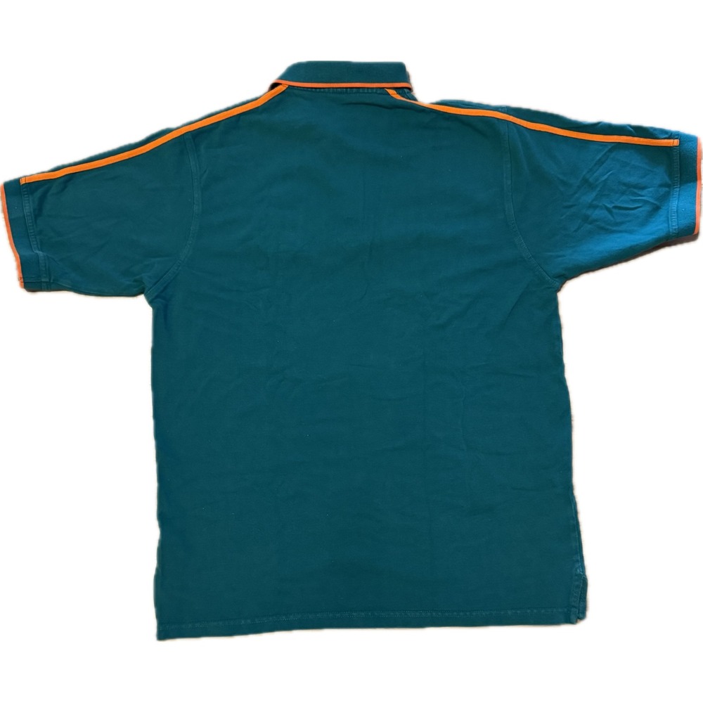 VTG NFL Miami Dolphins Polo Shirt Mens Large Teal Orange Stripe Embroidered Logo - Picture 2 of 5
